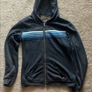 Men's Black and Blue Striped Hoodie